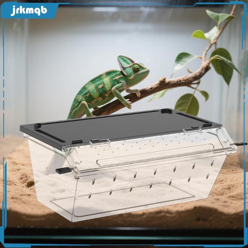 [jrkmqb] Reptile Feeding Box Carrier Acrylic Transparent สําหรับ Scorpions Silkworm Snake black