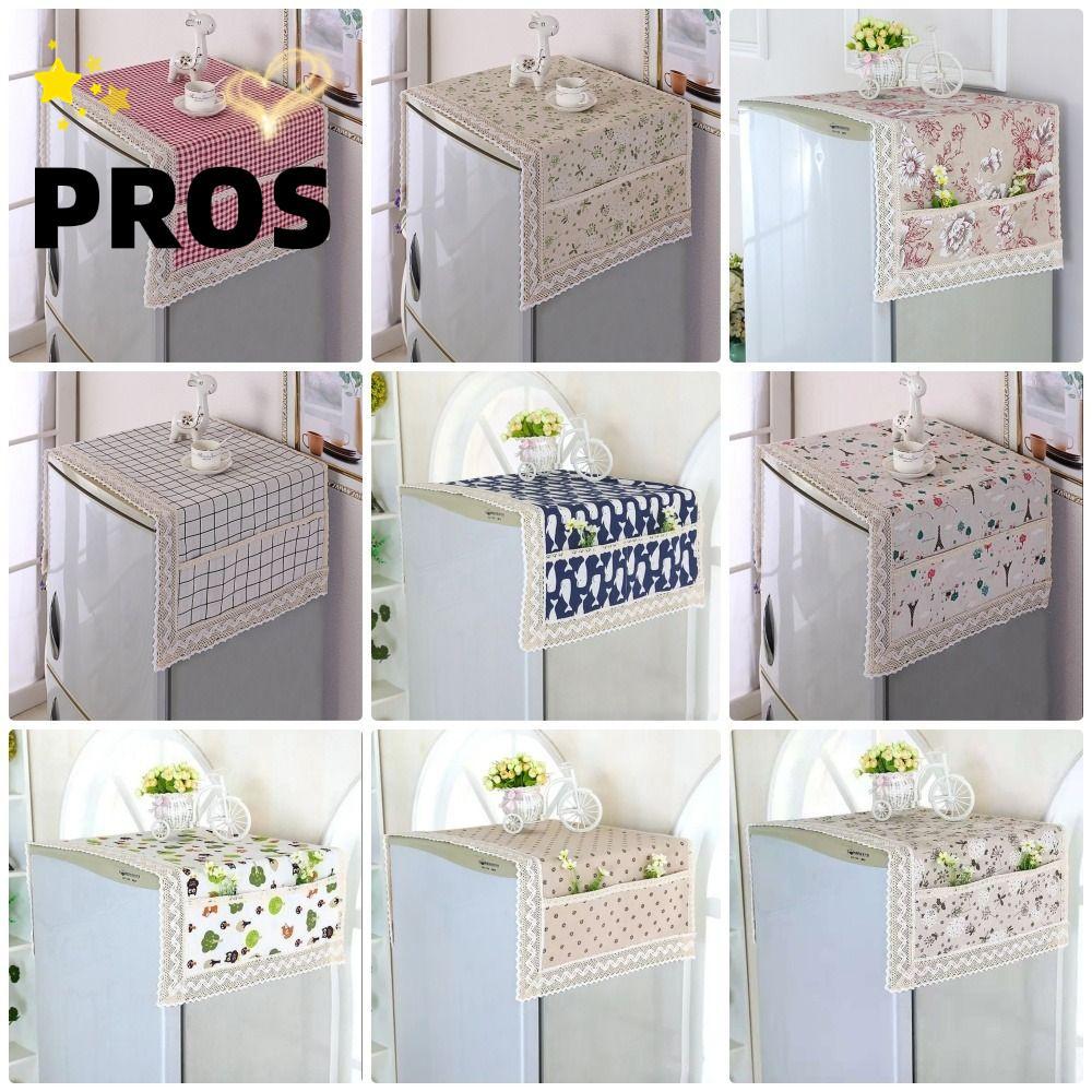 PROS ผ้าตู้เย็น 1 ชิ้น, 55x120 ซม. ผ้าคลุมกันฝุ่นตู้เย็นกันฝุ่น, ผ้าฝ้ายลินินพร้อมถุงเก็บซักผ้า|ผ้าขนหนู