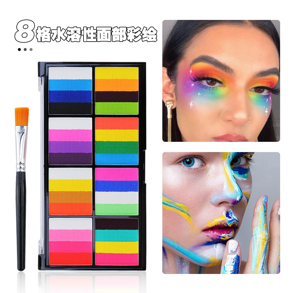 8Water-soluble face paint, fluorescent color body paint, Halloween face paint