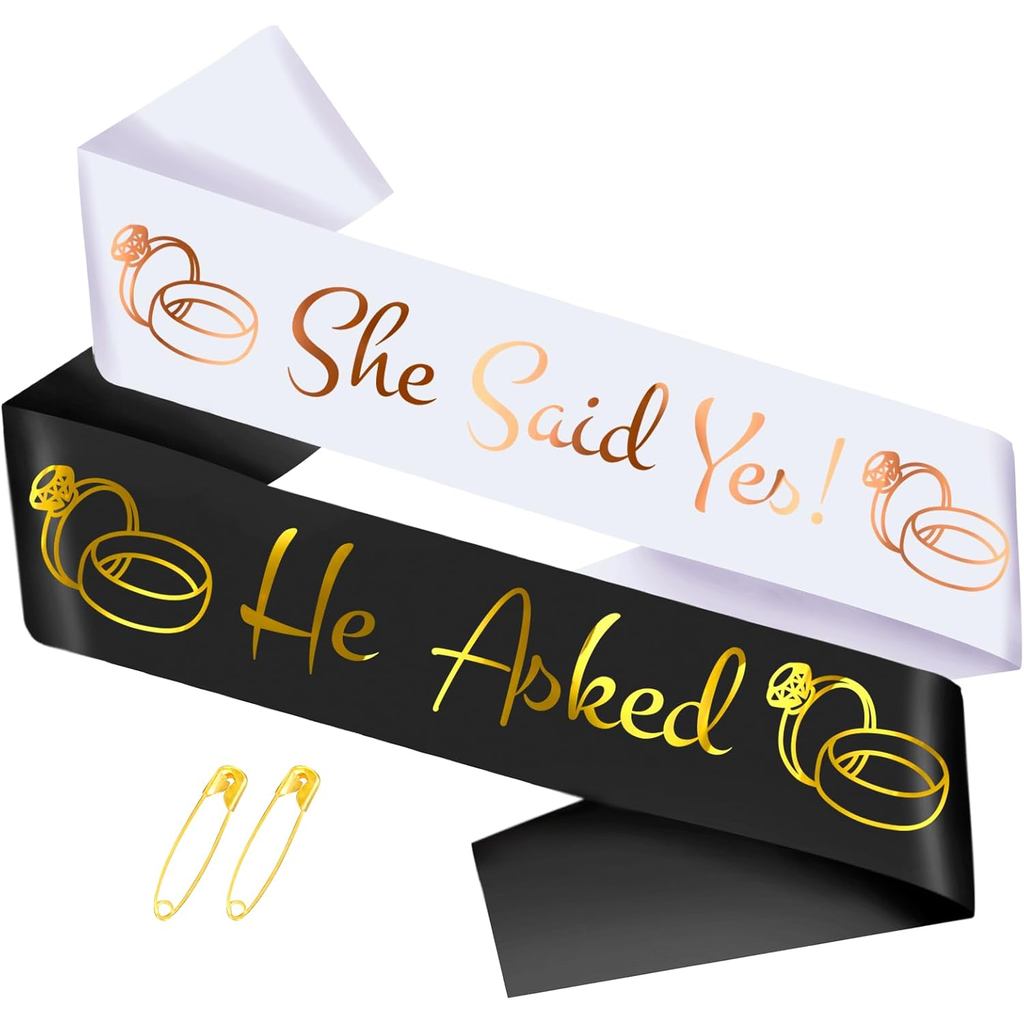 He Asked & She Said ใช่ชุดผ้า, ตลก Rose Gold เจ้าสาว To Be Sash & Gold Groom to Be Sash สําหรับงานแต