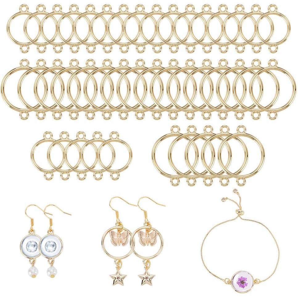 AHANDMAKER 40 ชิ้นเปิด BEZEL Connector Charms 2 รูปแบบเปิดกรอบจี้ Hollow Bezel Charms จี้สําหรับเรซิ