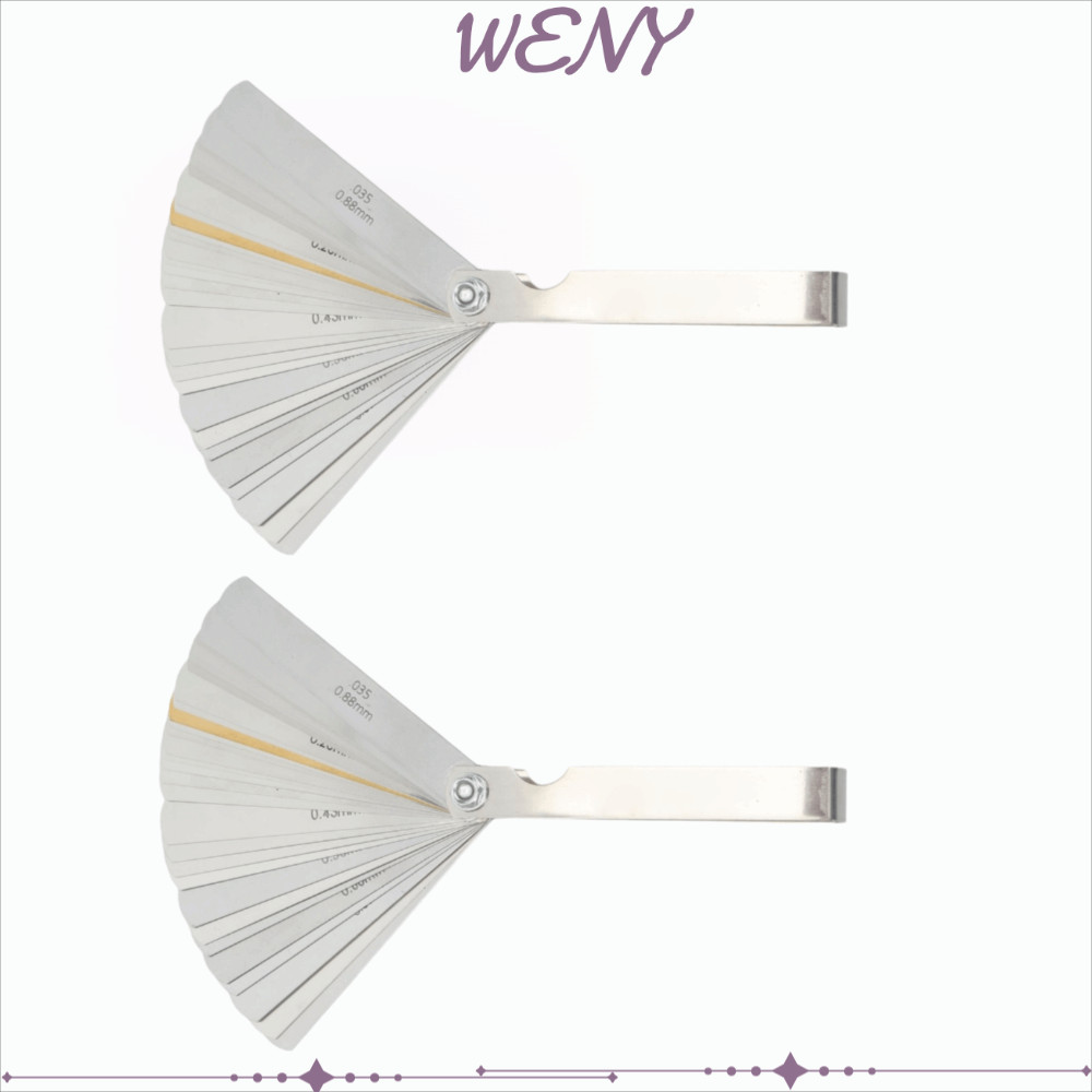 WENY 2 ชิ้น Feeler Gauge ชุด,ทองแดง 32 ใบมีดเรียว Feeler Gauge, ทนทานเมตริกและ Imperial Filler Gauge