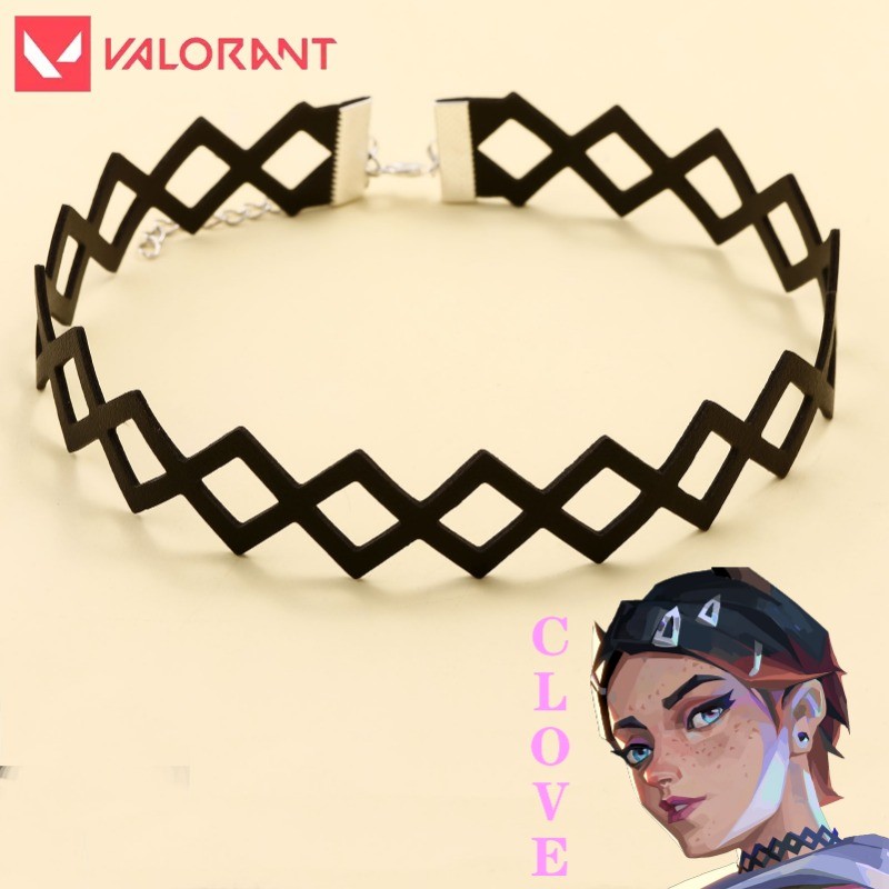 อะนิเมะเกม Valorant Choker สร้อยคอสร้อยข้อมือเกม CLOVE สีดําเรขาคณิต Collar คอสเพลย์เครื่องประดับอุปกรณ์เสริมของขวัญ