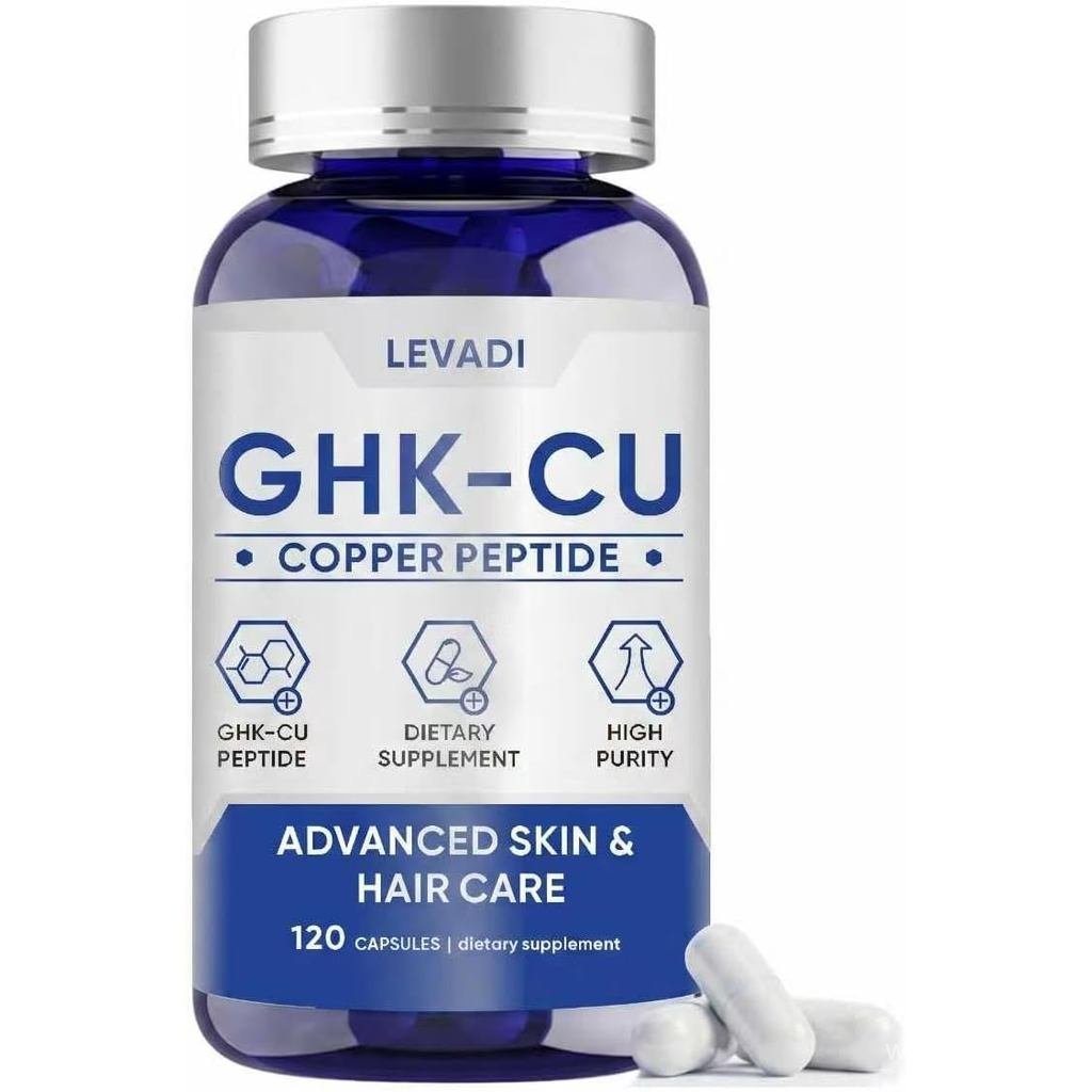 LEVADI GHK-Cu Copper Peptide, 120 แคปซูลมังสวิรัติ | Copper Peptides เพื่อสุขภาพ รองรับคอลลาเจน ความ