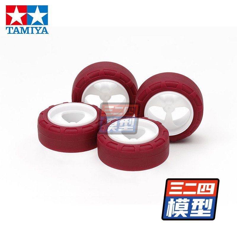 อุปกรณ์เสริมขับเคลื่อนสี่ล้อ TAMIYA TAMIYA ของแท้ขายดี กว้างสีขาวฮับพุทรายางแข็งสีแดง 95634 DDHE