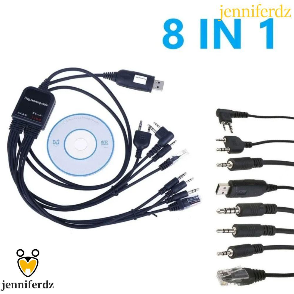 JENNIFERDZ สายเคเบิลการเขียนโปรแกรม USB 8 in 1, สายเชื่อมต่อเครื่องส่งรับวิทยุ USB K-type 8 in 1, สา