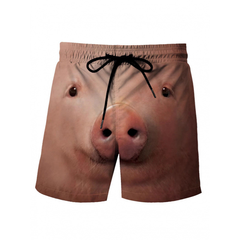 Pig Head 3D การพิมพ์ดิจิตอลรูปแบบแมงมุมกางเกงชายหาดอินเทรนด์แฟชั่นกางเกงขาสั้นลําลองทุกการแข่งขัน
