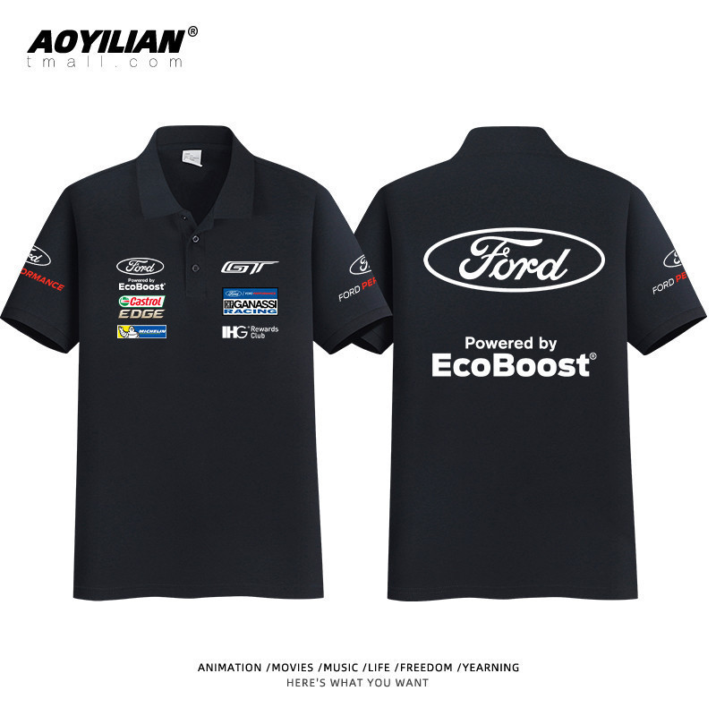 【 เสื้อโปโล】 Ford T Car Racin POLO Shirt F1 Le Mans ที่ระลึกแขนสั้นผู้ชายและผู้หญิง 311S-5XL S-3XL