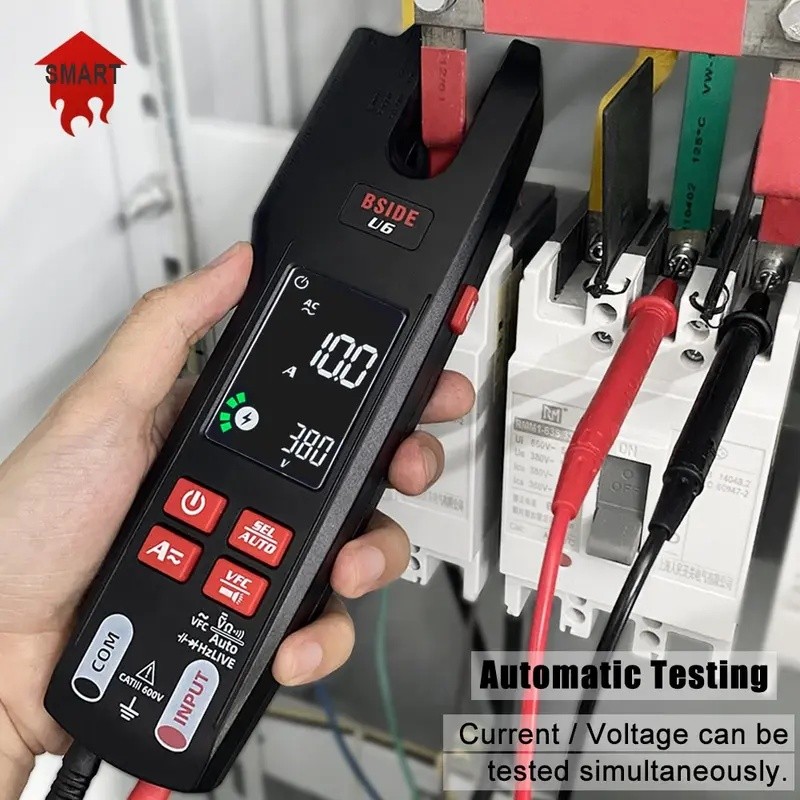 YBCQ BSIDE ส้อม Digital Clamp Meter U6/U6X Professional 600A แอมป์มิเตอร์คีม T-RMS DC AC Current เคร