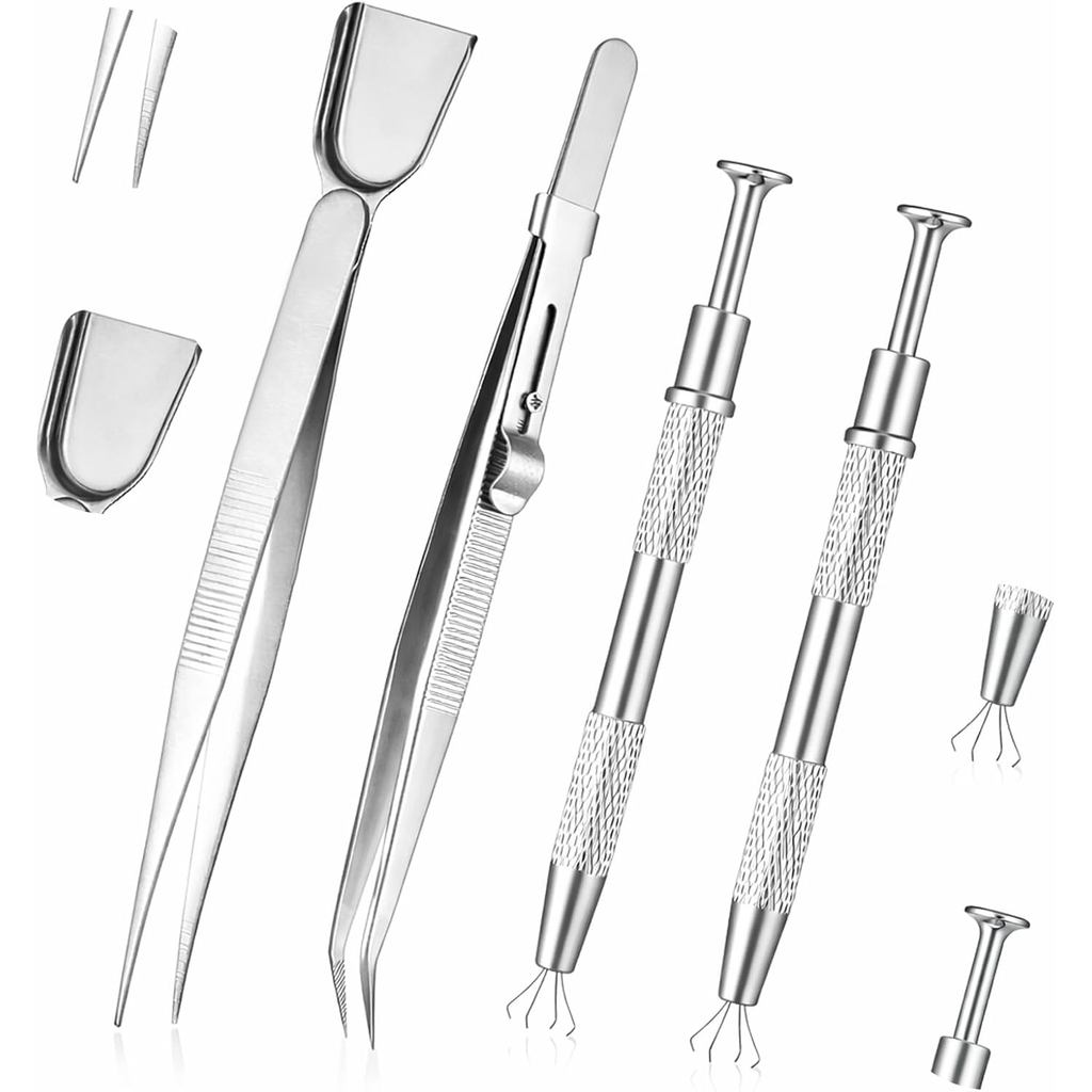 ชุดเครื่องมือตกแต่งเค้กสแตนเลส 4 ชิ้น, 4 Claw Sprinkle Pen Pearl Grabber แหนบเค้ก Pearl Sprinkle Spo
