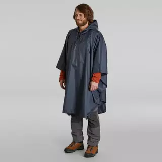 Decathlon Hiking Rain Poncho - Forclaz เสื้อปอนโชสำหรับเดินป่า Forclaz รุ่น Mt 100 รองรับเป้ขนาด 30 ลิตร - Blue
