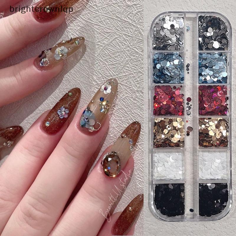 BB Spliced ดอกไม้ Polka Dot 3D เล็บเลื่อม 1 กล่อง 6/12 กริด Glitter สําหรับเดินทางแบบพกพาตกแต่งเล็บ 