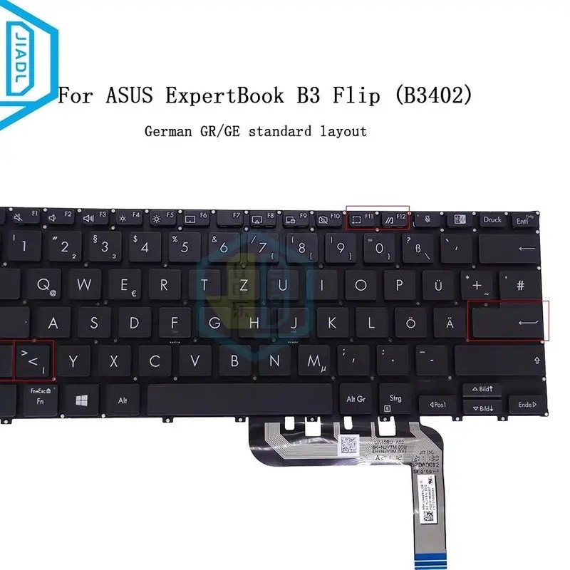 โน้ตบุ๊คเยอรมนีคีย์บอร์ด Backlit สําหรับ ASUS ExpertBook B3 B3402 B3402FEA B3402F เยอรมัน QWERTZ Bac