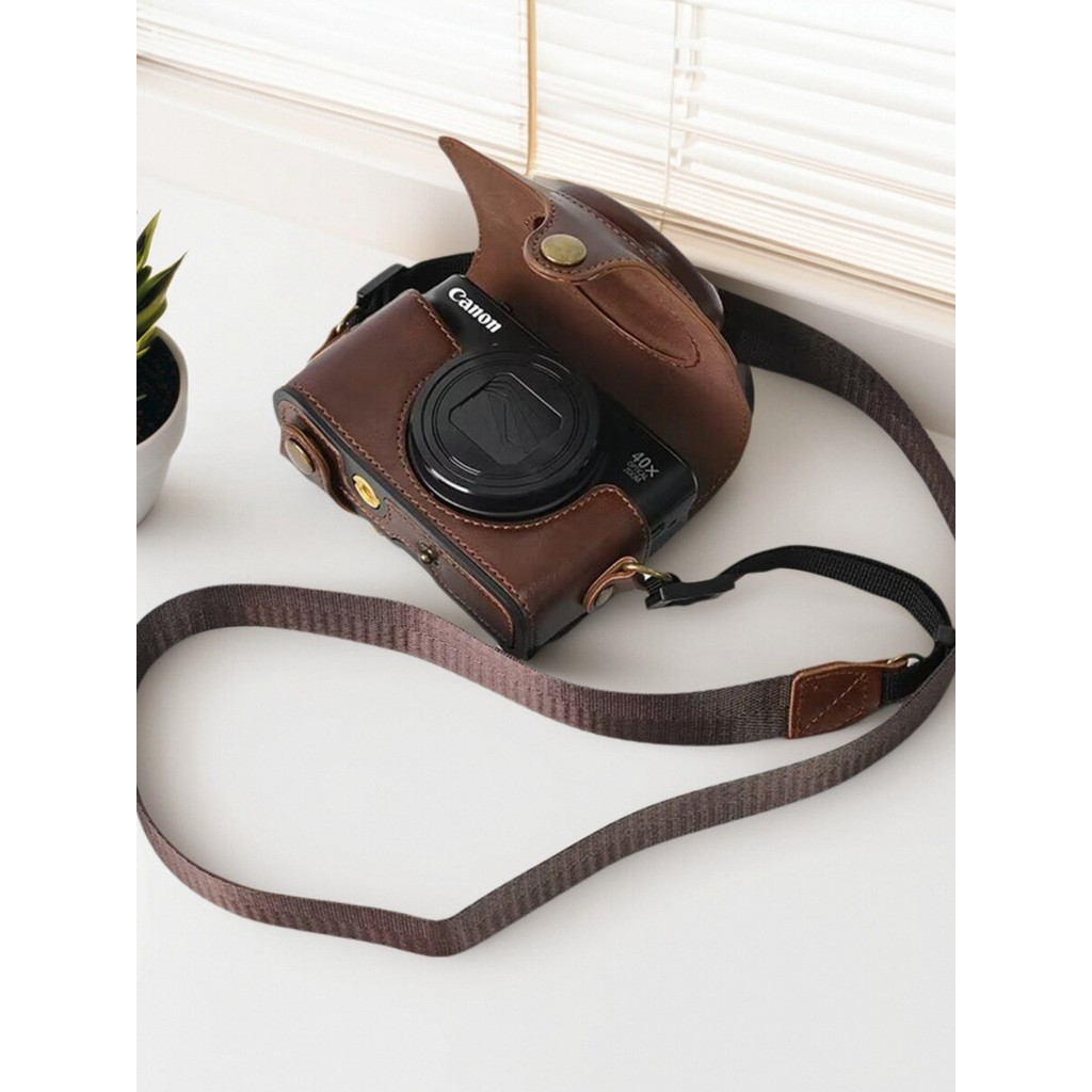 Canon SX740HS กระเป๋ากล้อง SX730 SX720 เคสหนัง sx740 เคสป้องกันกล้องแนวทแยง Retro