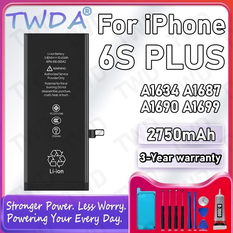 616-00042 แบตเตอรี่ความจุขนาดใหญ่ 2750mAh สําหรับ iPhone 6S PLUS/A1634/A1687/A1690/A1699 แบตเตอรี่ให