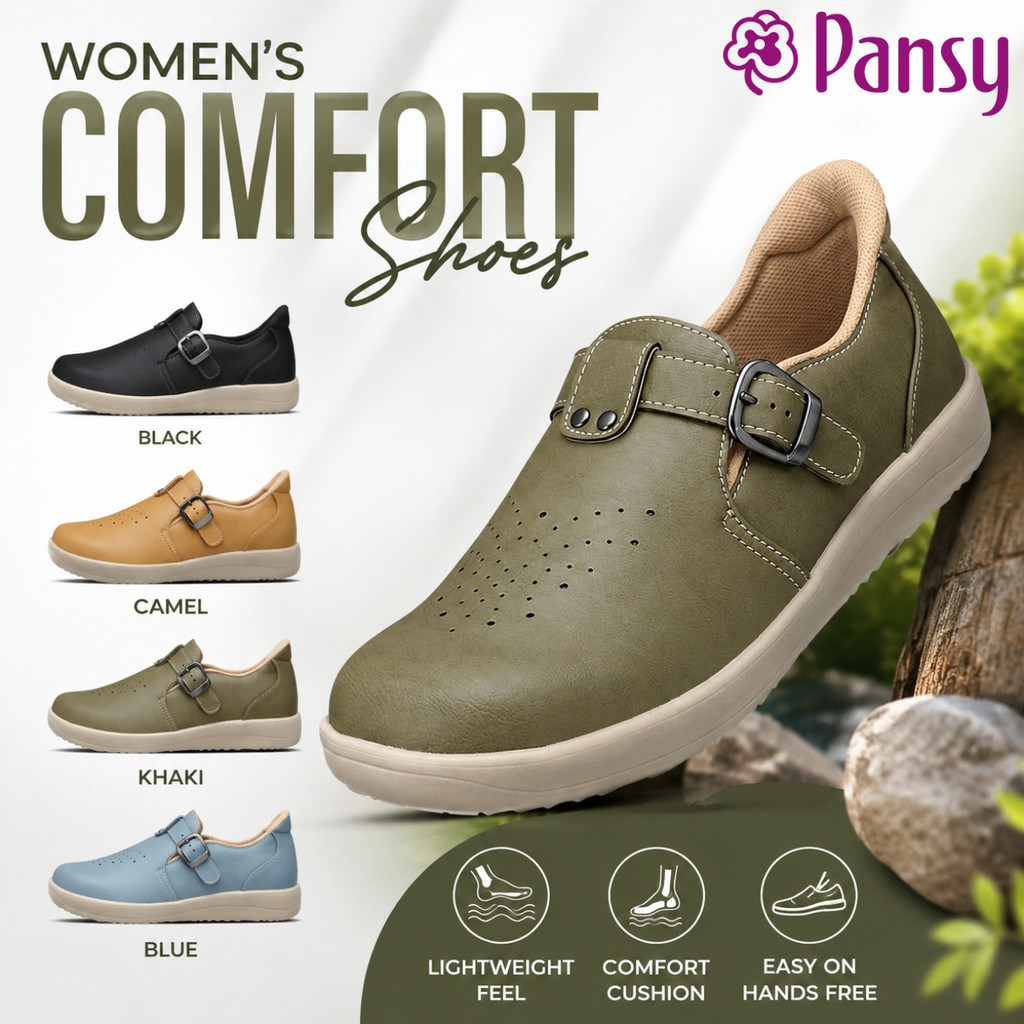PANSY 7566 Women's 4E Cushioned Hands-Free Shoes รองเท้าผู้หญิง หลายสี