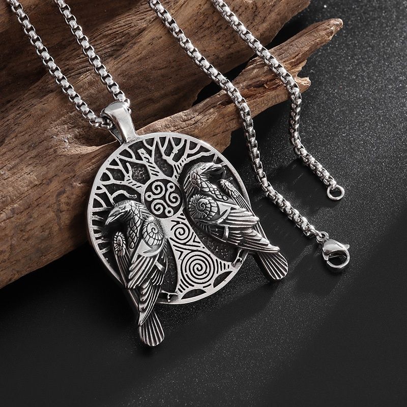 Nordic Mythology Yuanshen จี้ Oz ไวกิ้ง Odin Crow จี้สร้อยคอ Retro ที่ไม่ซ้ํากันสร้อยคอเครื่องประดับ