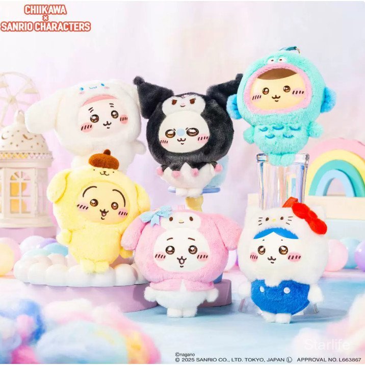 Sanrio Chiikawa Series Hachiware Usagi Kuromi Melody Kitty ตุ๊กตาแบรนด์ร่วมจี้ของขวัญวันเกิดประณีตขนาดเล็กการอนุญาตของแท้