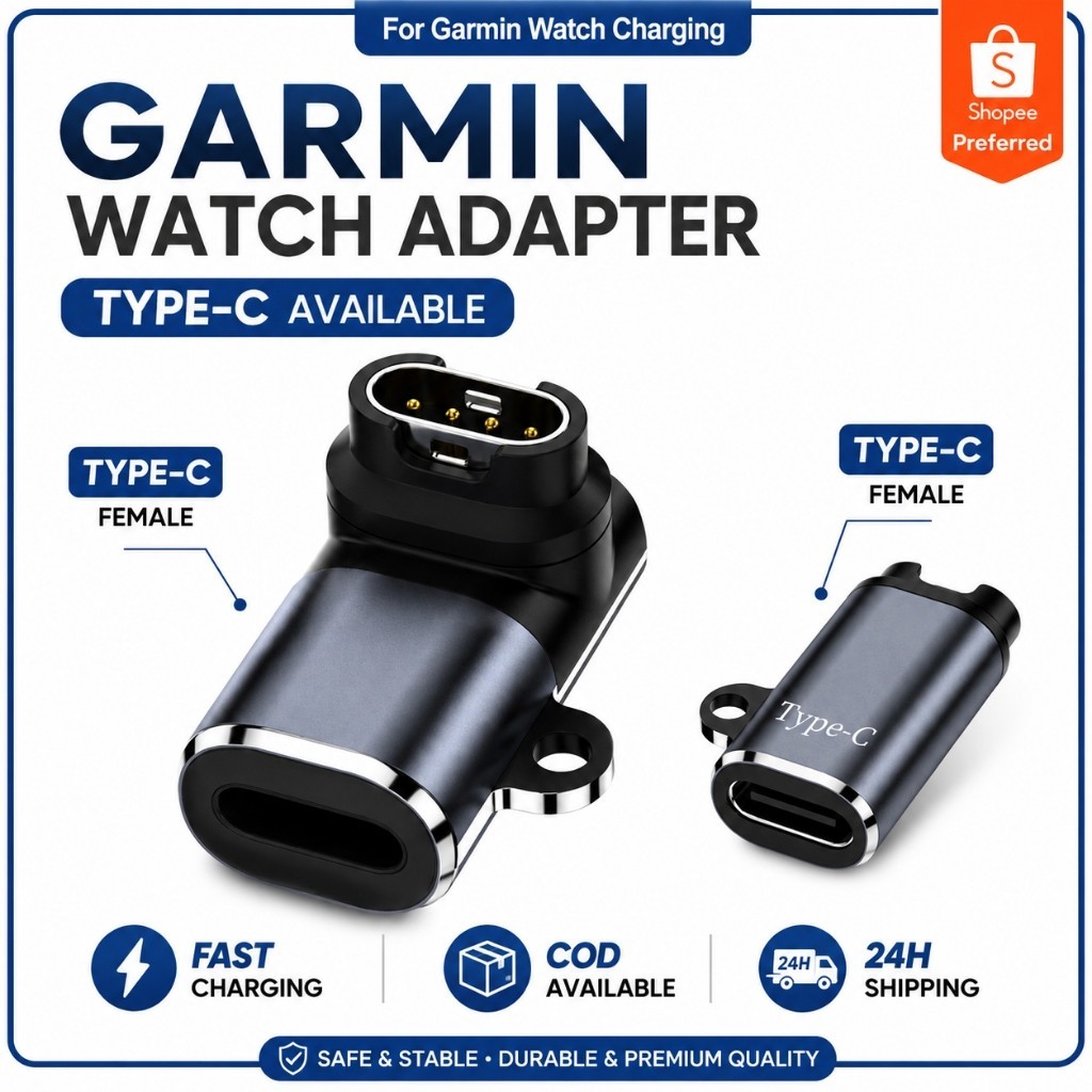 สายชาร์จและหัวแปลงสำหรับนาฬิกา Garmin รุ่น 245/255/955, หัวแปลงสายชาร์จและสายข้อมูลสำหรับนาฬิกา FENIX รุ่น x7/7x/6/6x/6s