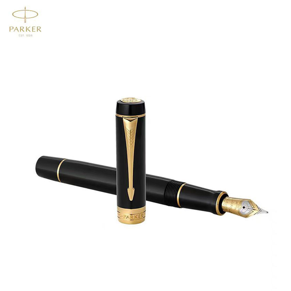PARKER Fountain Pen Century Pure Black Gold Clip Ink Pen เทศกาลของขวัญ High-End Business Office ของข