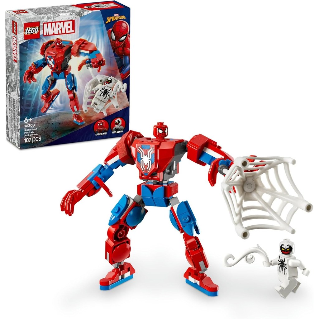 ของเล่น LEGO Marvel Spider-Man Mech vs. Anti-Venom 76308 สำหรับเด็กชายและเด็กหญิง
