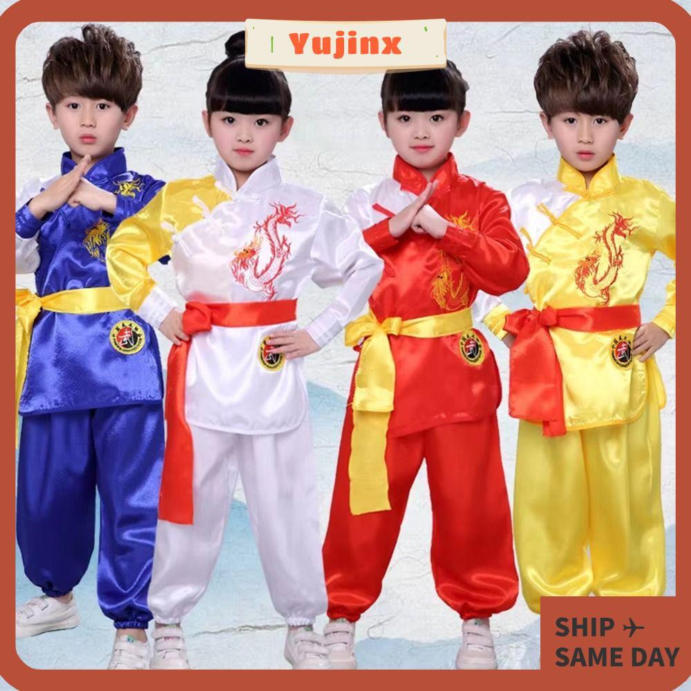 YUJINX Wushu เครื่องแต่งกาย,พร้อมเข็มขัดแขนยาว Kungfu เครื่องแบบ, แฟชั่น Wushu Performance ศิลปะการต