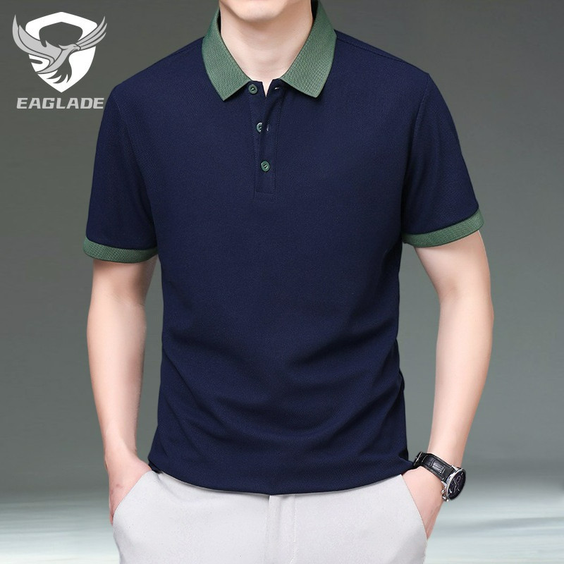 EAGLADE เสื้อยืดโปโลผู้ชายคอปกสําหรับ Man Breathable F39-1-T206 สีกรมท่า K11