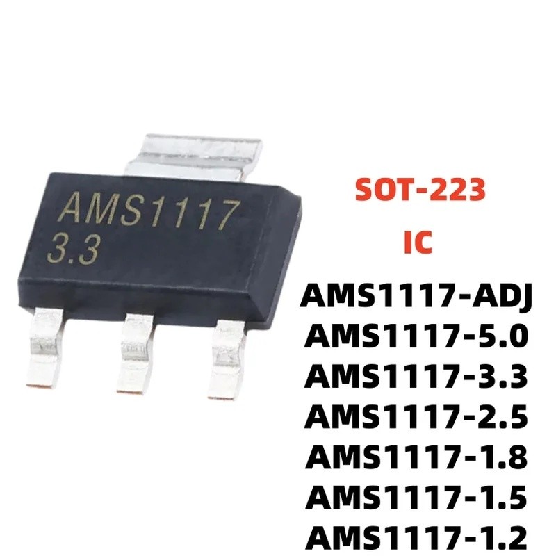 ใหม่คุณภาพ 5 ชิ้น SOT-223 AMS1117-3.3 AMS1117-ADJ AMS1117-1.2 AMS1117-2.5 AMS1117-1.5 AMS1117-5.0 AM