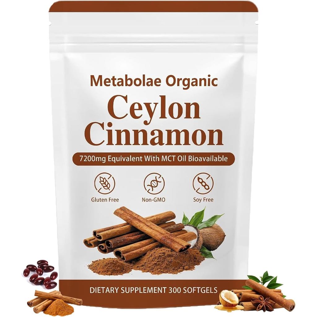 Metabolae Ceylon Cinnamon สูตรดูดซึมสูง 300 ซอฟท์เจล | Metabolae Ceylon Cinnamon 7200 mg พร้อมน้ํามั