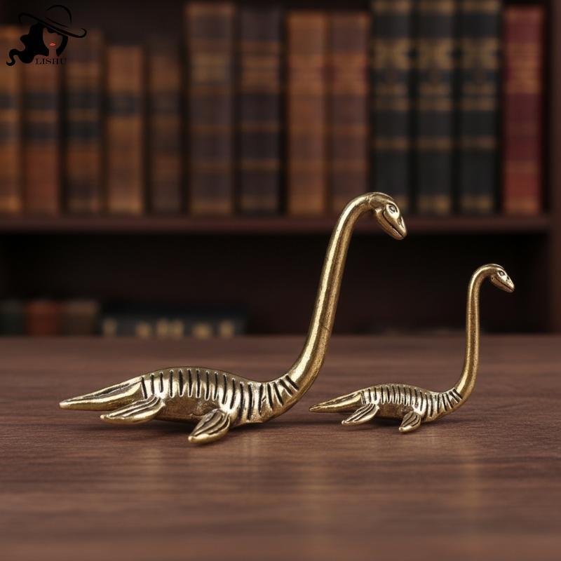 LISHU 1 ชิ้นสะสม Loch Ness Monster Figurine Vintage ทองเหลืองโบราณ Handmade Decor สําหรับห้องนอนเดสก
