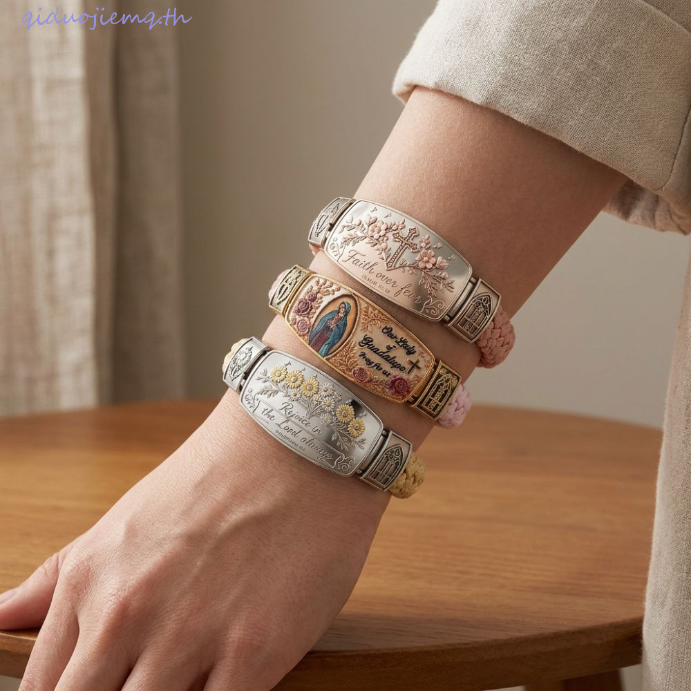 QIDUOJIE Faith Over Fear Bracelet, Bible Verse Retro Style Cross Faith Bracelet, Faith Over Fathered