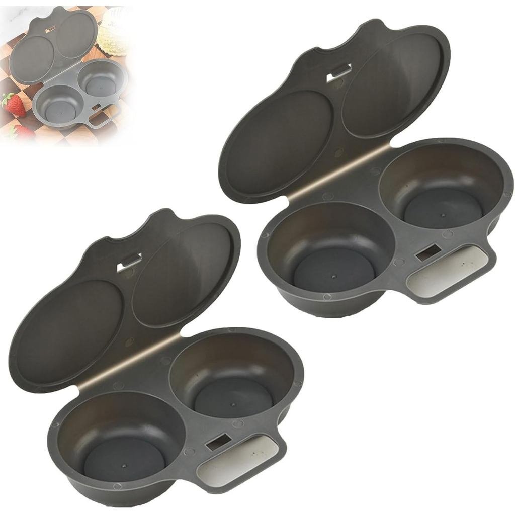 2 แพ็ค Dual Cavity ไมโครเวฟไข่ Poacher,ไมโครเวฟไข่ตุ๋นพร้อมฝาปิดและที่จับ,2‐Cavity Non-Stick หม้อต้มไข่ไมโครเวฟ Poacher,หม้อหุงไข่ความร้อนอย่างรวดเร็ว,ครัวทําอาหารเครื่องมือ