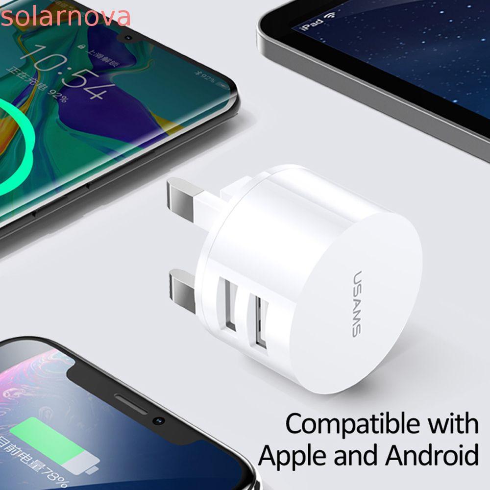 SOLARNOVA เครื่องชาร์จโทรศัพท์มือถือ EU แบบพกพา Dual USB Mini Adapter Travel Charger Charger Adapter