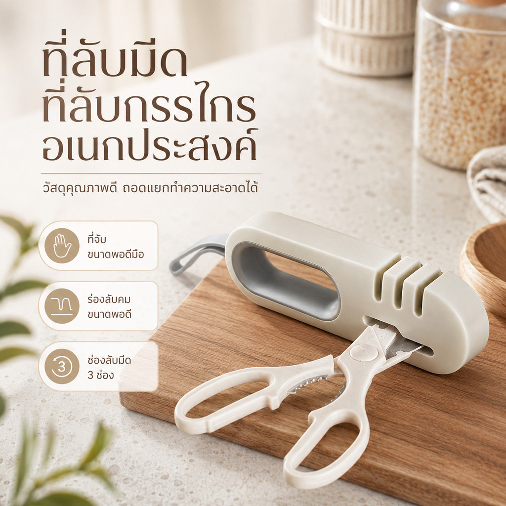 เครื่องลับมีด 4 ช่อง อเนกประสงค์ ลับมีดและกรรไกรได้ง่าย ใช้งานสะดวก S00058