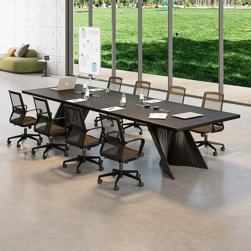 Solid wood conference table with sockets, large training table, office reception table, negotiation 