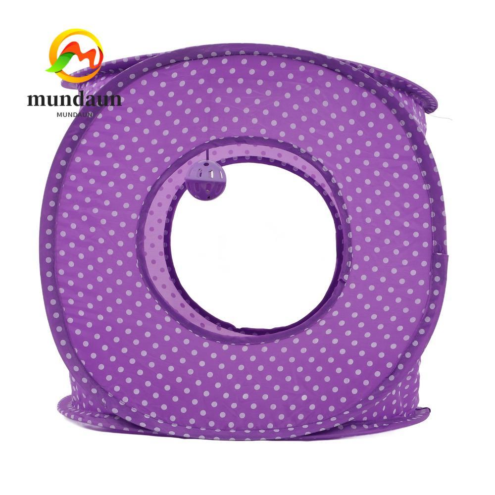 MUNDAUN Cat Tunnel Bed, Collapsible 3 Holes Cat Tunnel Maze, พกพาสะดวกพร้อมลูกบอล Cat House Tent Cat