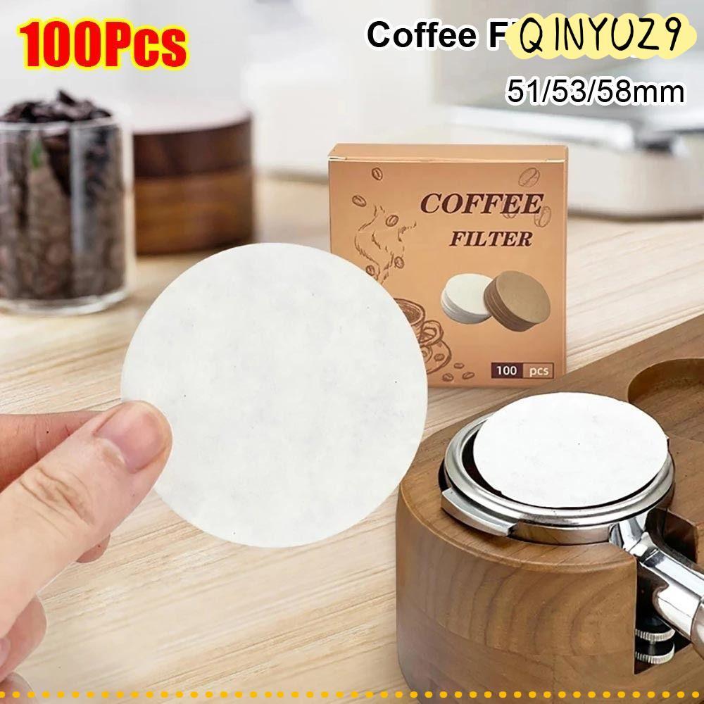 QINYUZ9QX 100 ชิ้นกระดาษกรองน้ํา, Universal ทิ้งกระดาษกรองกาแฟ,ทนทาน 51/53/58 มม.รอบ Espresso Portaf