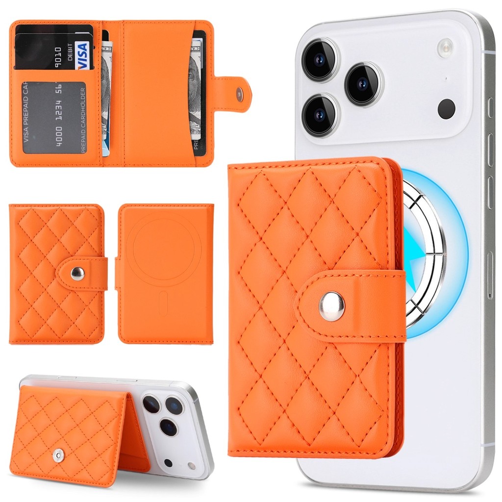 wallet men true money wallet เหมาะสําหรับ MagSafe Magnetic Chanel Style Diamond Pattern Card Holder 