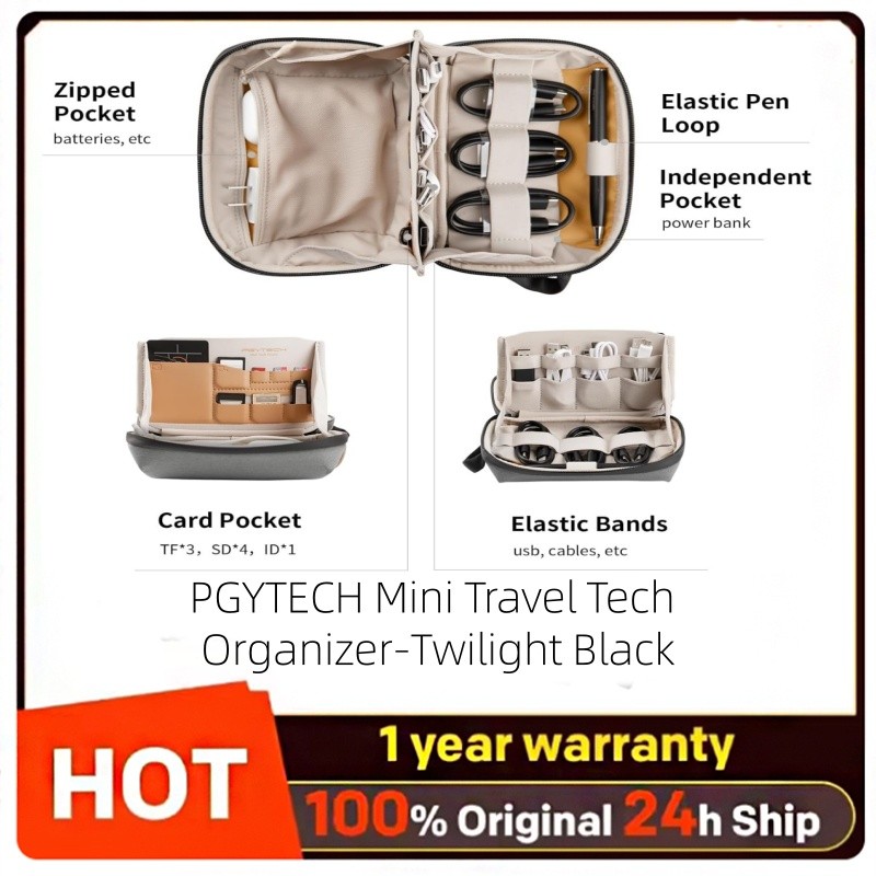 PGYTECH Tech Pouch Organizer Bag กันน้ํา Small Electronics Tech Organizer Pouch สําหรับสายเคเบิล, แบ