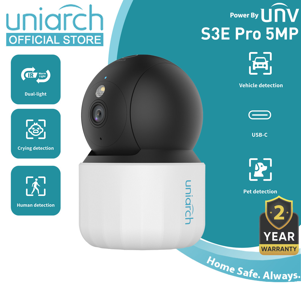 Uniarch S3E Pro 5MP H.265 IR Night Vision Two Way Talk Home Security กล้องวงจรปิดในร่ม