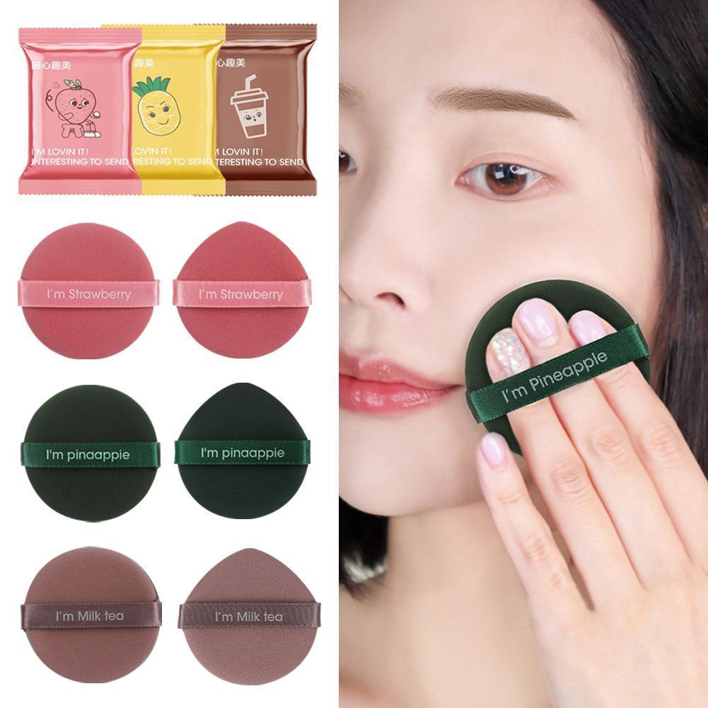 สีสุ่ม Air Cushion Powder Puff พายสตรอเบอร์รี่และฟองน้ําพัฟ Non-latex Dual-use Powder H0w0