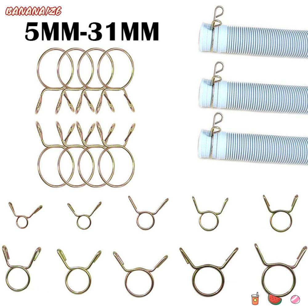 BANANA1Z6 10 ชิ้นท่อ Clamp, 5-31 มม.Rortment Kit คลิปท่อ, ทนทานคงที่สังกะสีชุบท่ออากาศ Spring Hoop T
