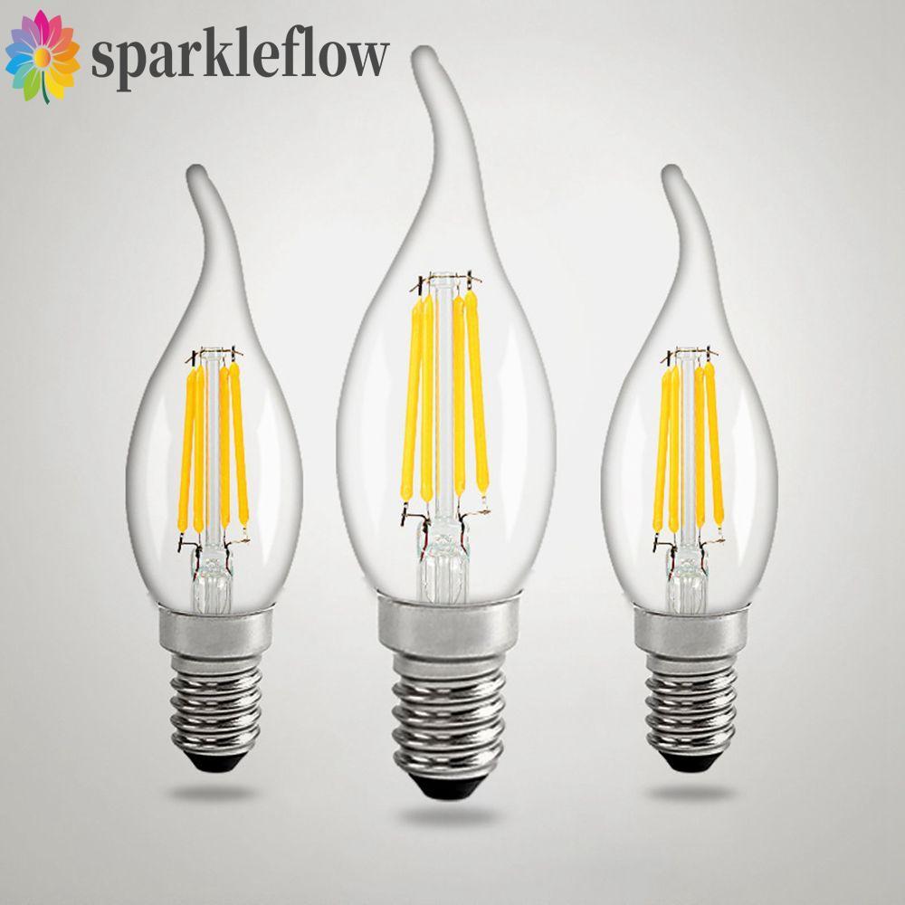 SPARKLEFLOW หลอดไฟ LED Edison เทียนหางเปลวไฟบ้านสําหรับตกแต่งแสงทังสเตนลวดเทียน