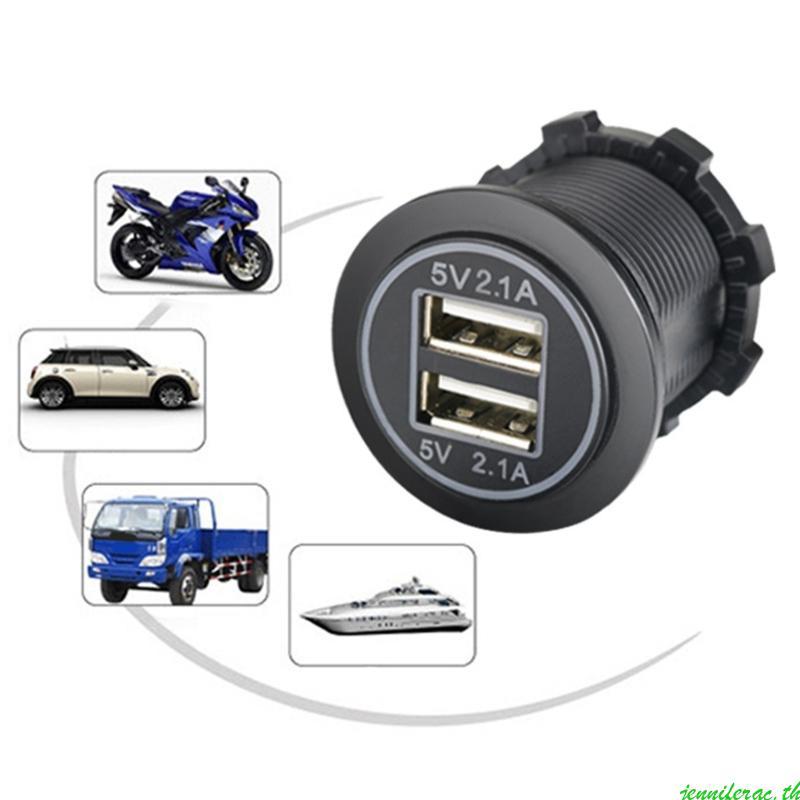 Jenniferac 12 V-24 V USB Power Outlet พร้อมหมวกรถ USB ชาร์จซ็อกเก็ต Double USB Outlet