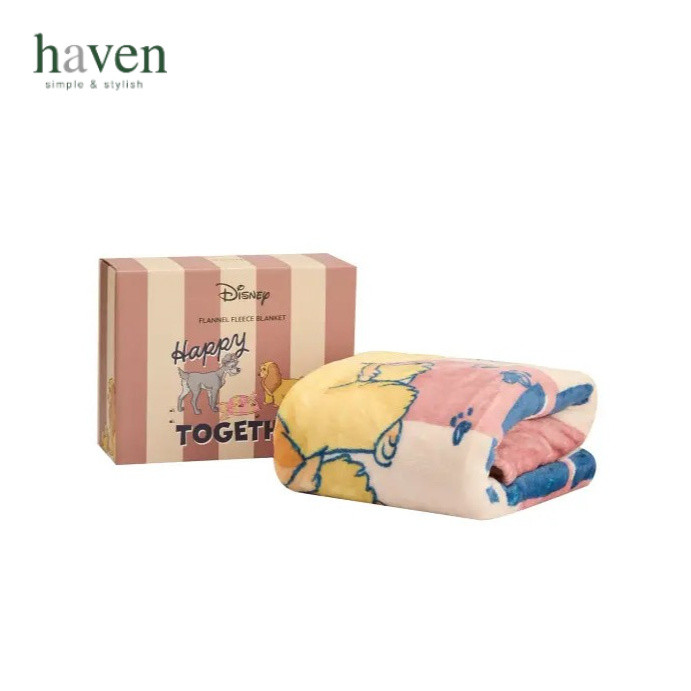 Haven ผ้าห่ม Flannel Fleece พิมพ์ลาย พร้อมกล่อง Disney Lady and the tramp Collection ขนาด 40x60 นิ้ว