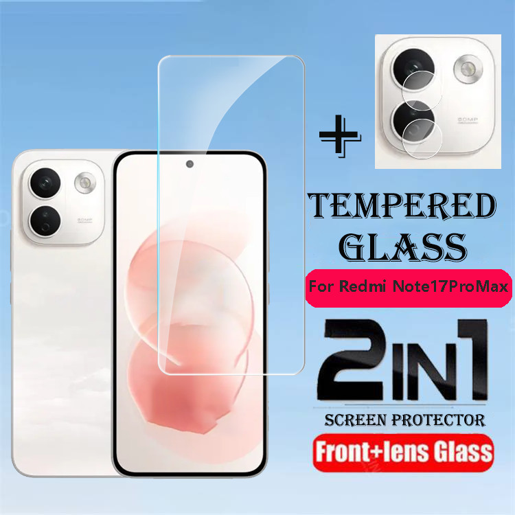 2in1 ฟิล์มแก้วสําหรับ Xiaomi Redmi หมายเหตุ 17 Pro Max Note17ProMax 17ProMax 5G ป้องกันหน้าจอกระจกนิรภัยโปร่งใส HD Clear ฝาครอบกล้องเลนส์ป้องกันฟิล์ม