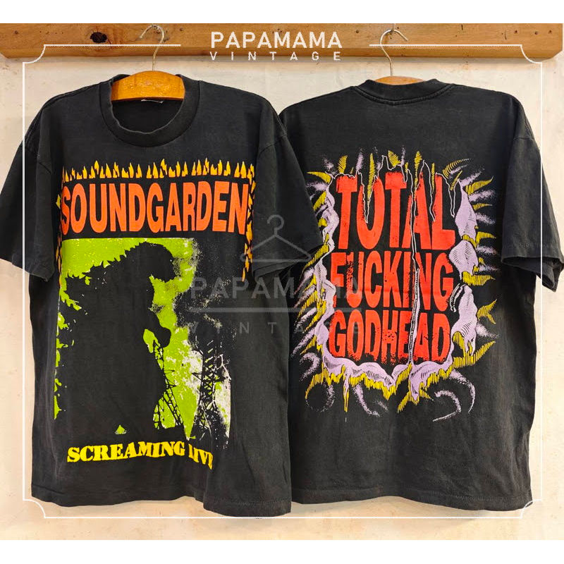 Soundgarden Screaming Live Grail Piece '90s Bio Washed เสื้อวินเทจ เสื้อทัวร์ วงร๊อค papamama vintage shirt