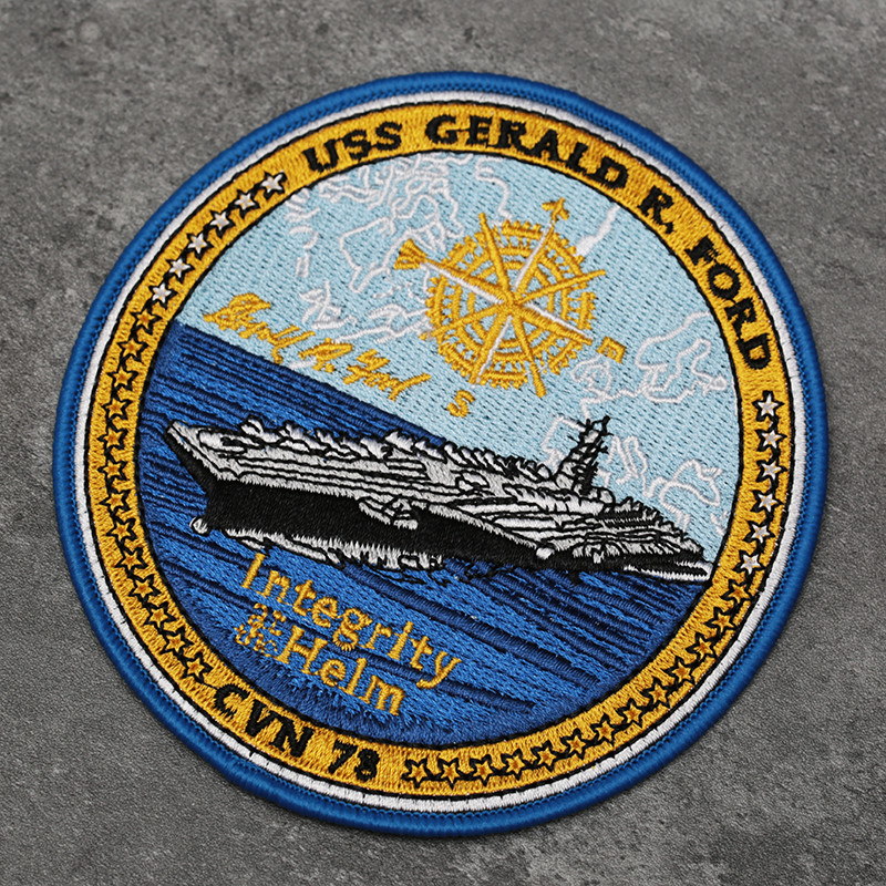 NAVY Ford No. CVN-78 Carrier Aircraft Armband Flight Jacket Badge ปัก Velcro Epauet Armband สติกเกอร