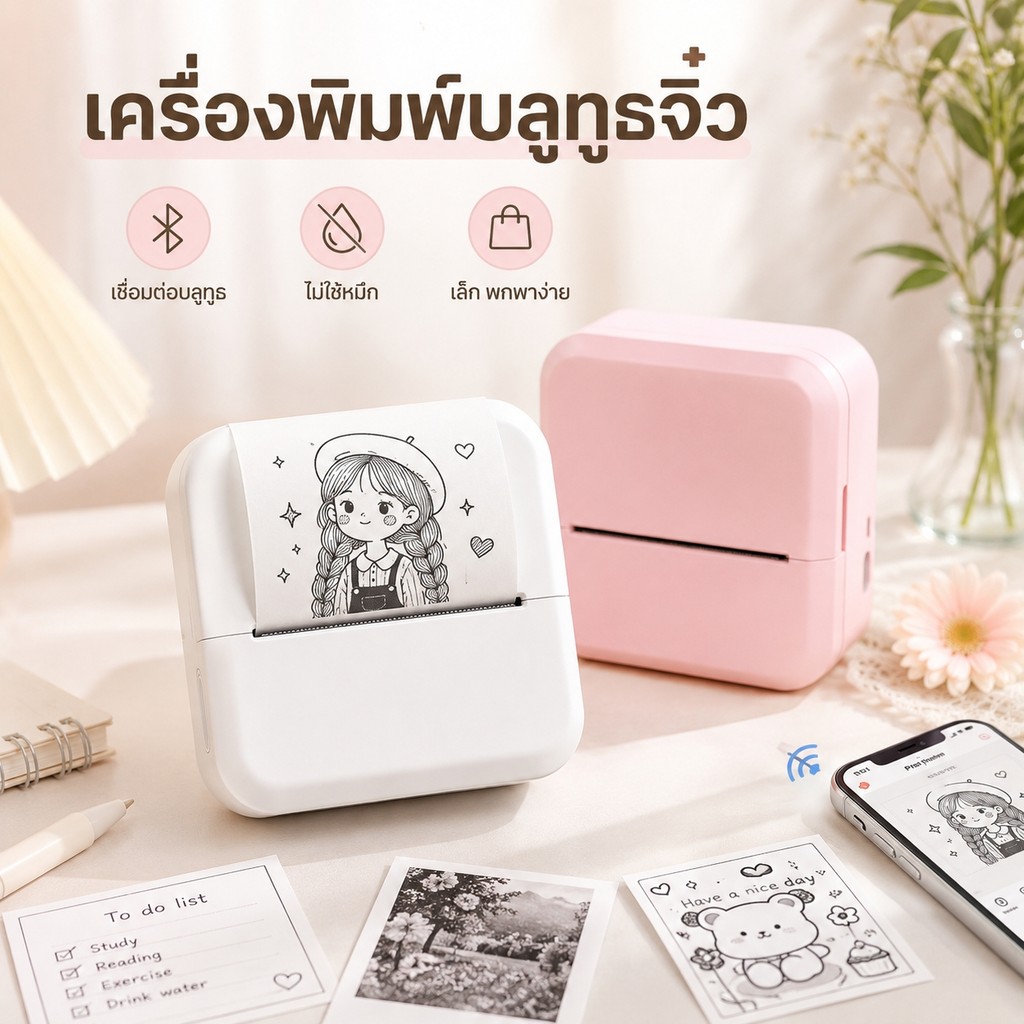 เครื่องพิมพ์ฉลาก เครื่องพิมพ์สติกเกอร์ เครื่องพิมพ์ไร้สาย label printer พิมพ์ที่อยู่ ไฟล์ ป้าย บาร์โ