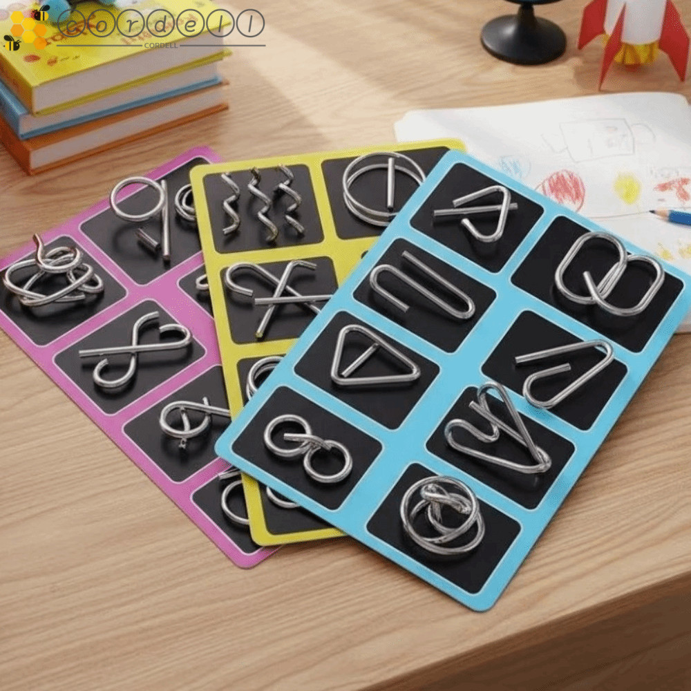 CORDELL Montessori ปริศนาของเล่น,ปริศนาโลหะ 3D Design Wire IQ เกม,Rompecaes Puzzle Wire การออกแบบทาง